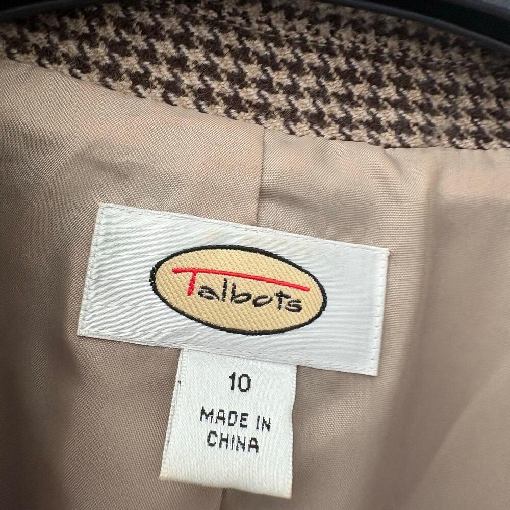Vintage 90s Talbots Wool Blazer Sz 10 Brown Houndstooth Academia Professional - Picture 7 of 7